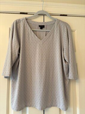 J. Jill Wearever Collection Dotted Zinc Silky Top Sz L  NWOT